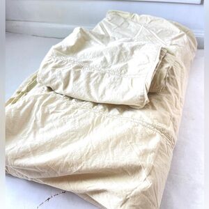 Pottery Barn Queen Duvet 2 Standard Shams  Wheat Yellow  100% Cotton